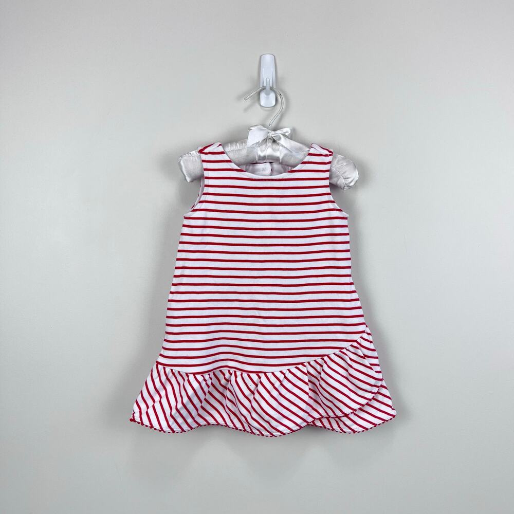 Janie and Jack Red and White Striped Ruffle Dress 18-24 Months